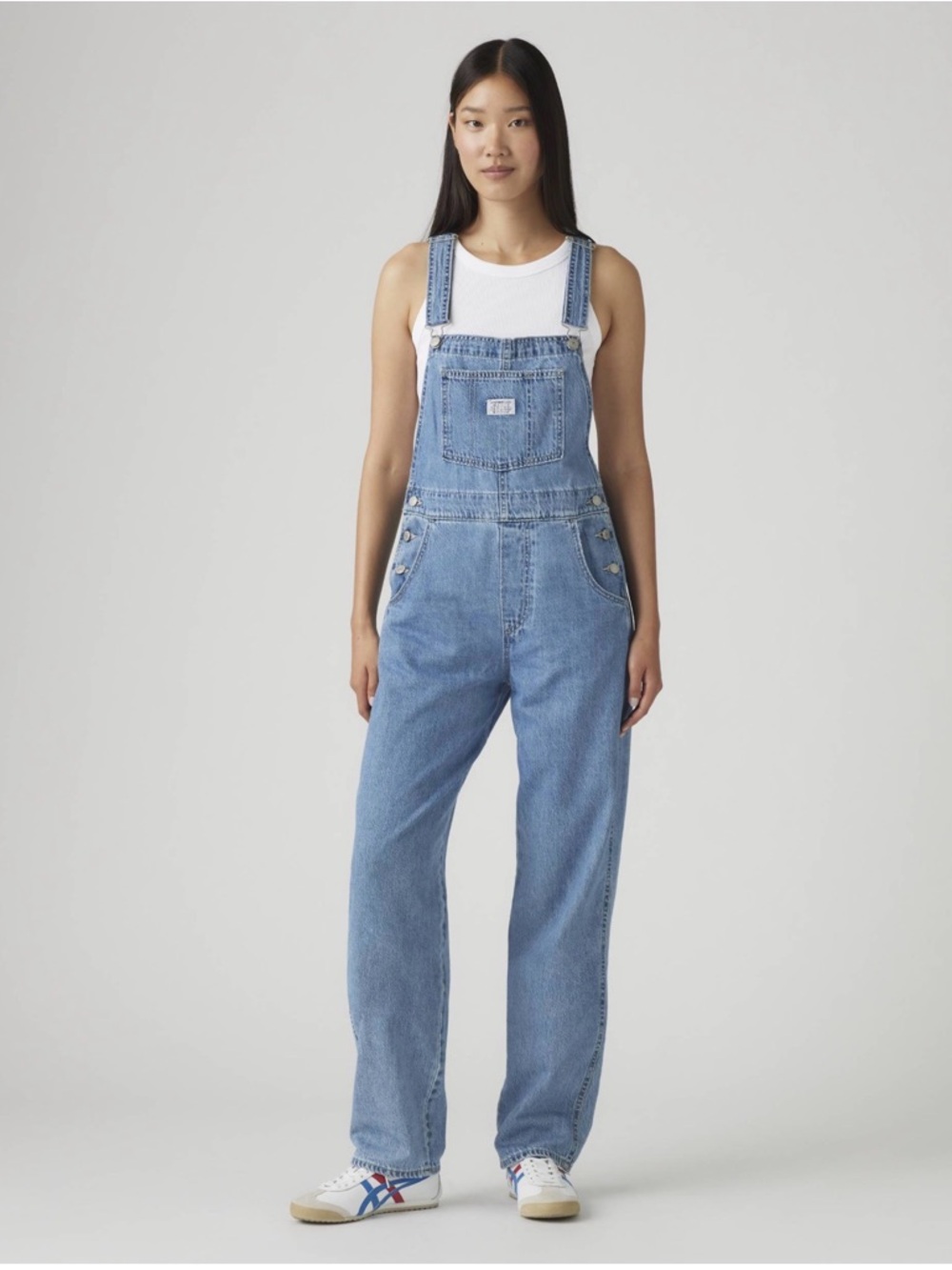 Levis Strauss Vintage Chilly Day Distressed Denim Adjustable Loose Fit Overalls